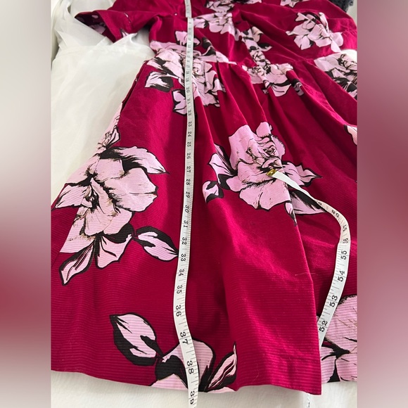 Anthropologie Maeve Floral Dagmar Red Pink/White Floral Shirt Dress Size 8 - Picture 8 of 12
